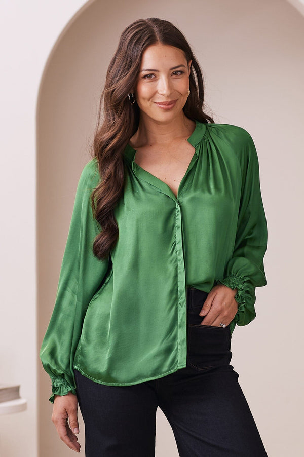 Sierra Long Sleeve Top Emerald Tops