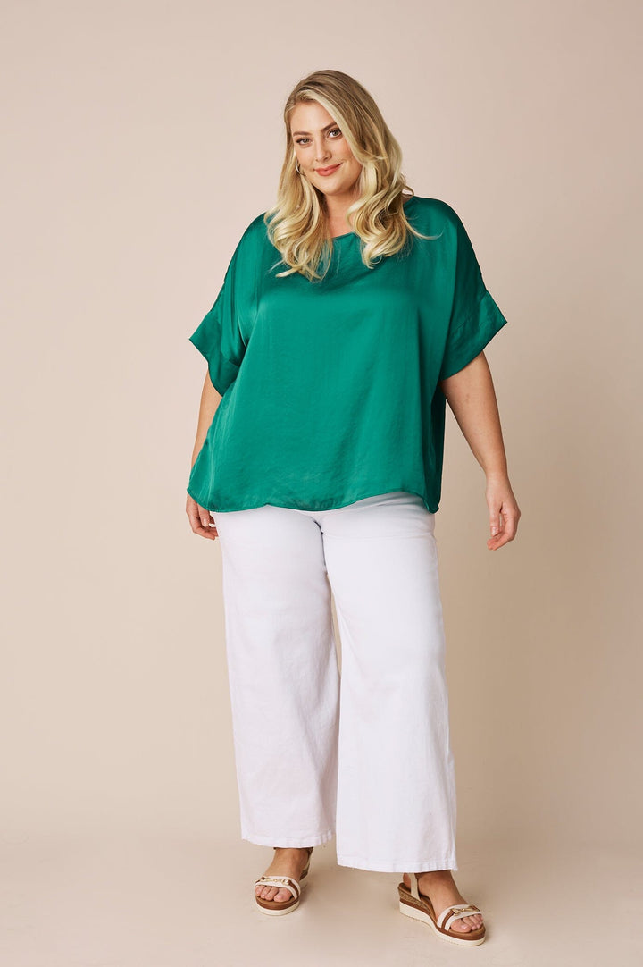 Bianca Short Sleeve Top Emerald Tops