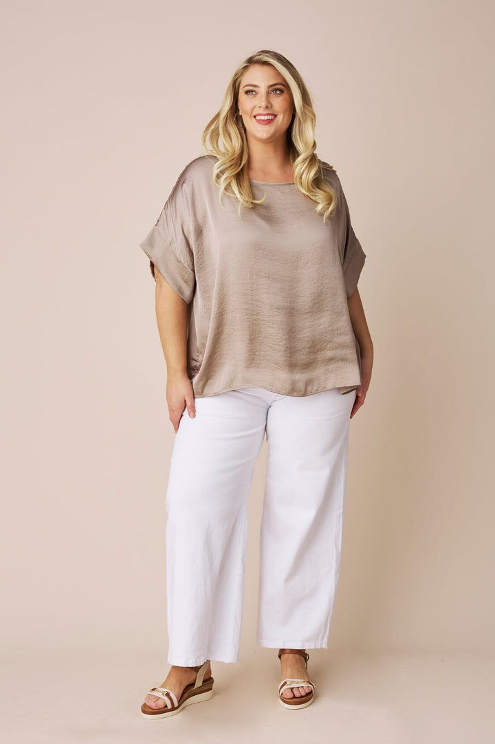 Bianca Short Sleeve Top Almond Tops