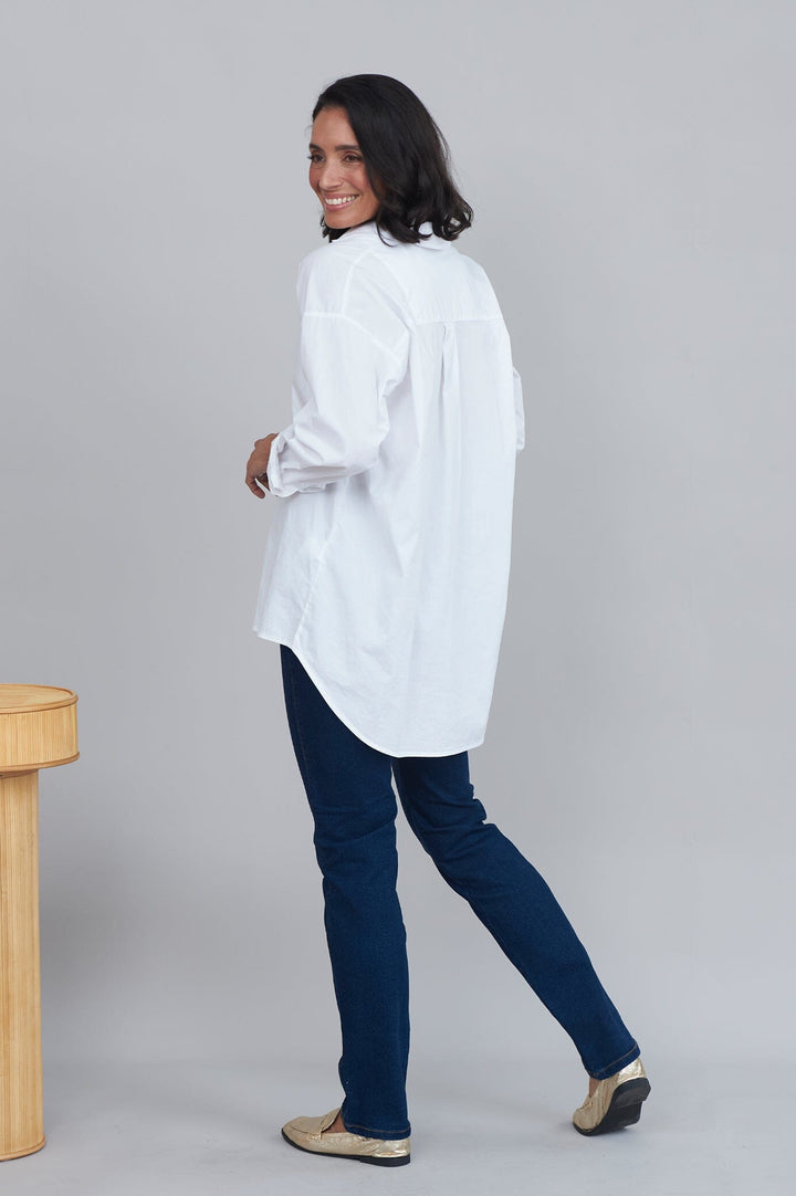 Lynette Collared Long Sleeve Shirt White Tops