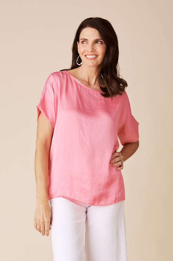 Bianca Short Sleeve Top Pink Tops