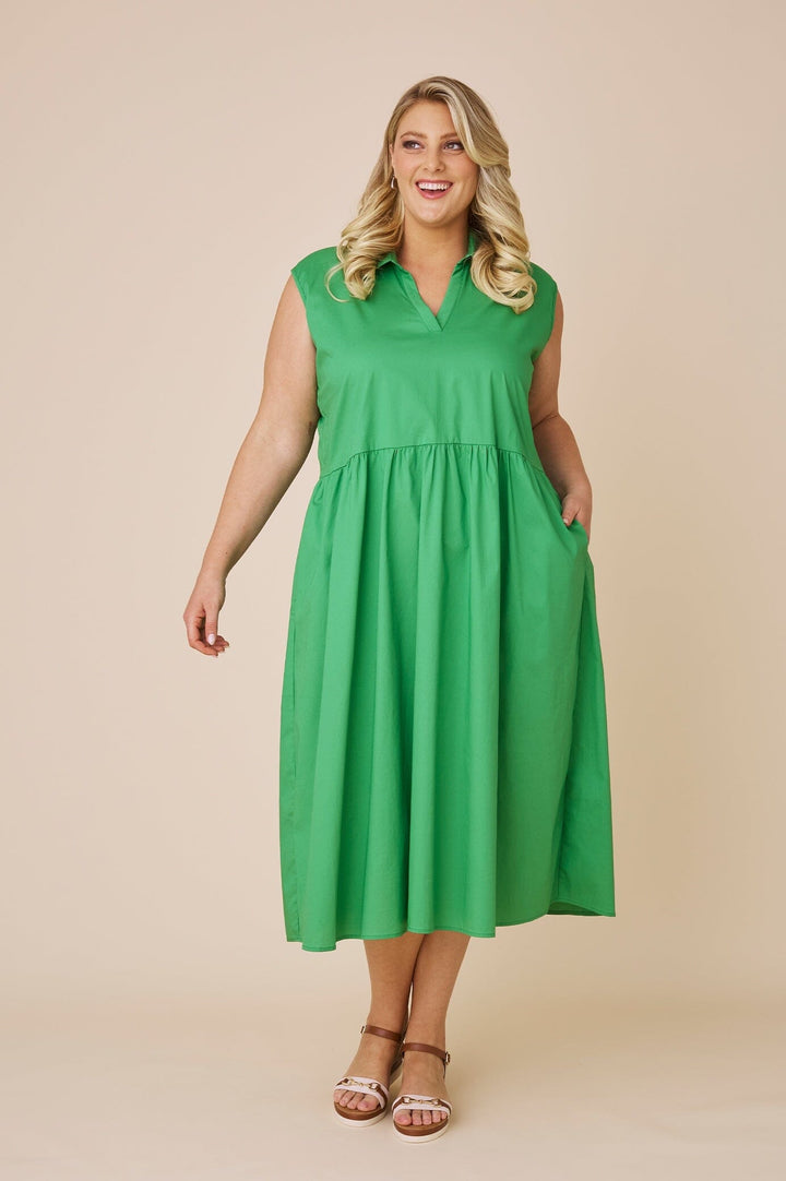 Emme Collared Dress Emerald-Pre Order Dress