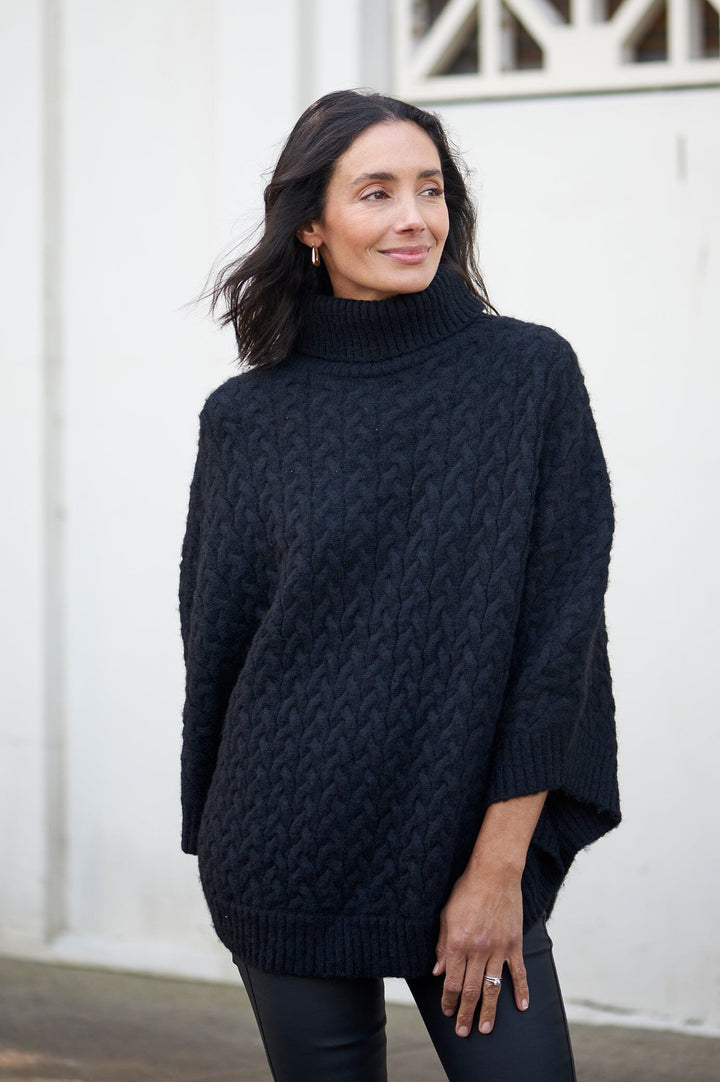 Lilianna Poncho Black Knitwear