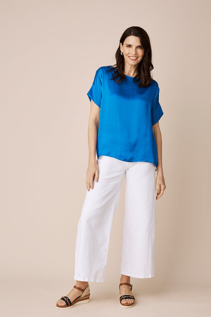 Bianca Short Sleeve Top Cobalt Tops