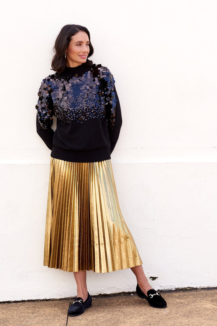 Caitlin Pleated Skirt Gold Skirt