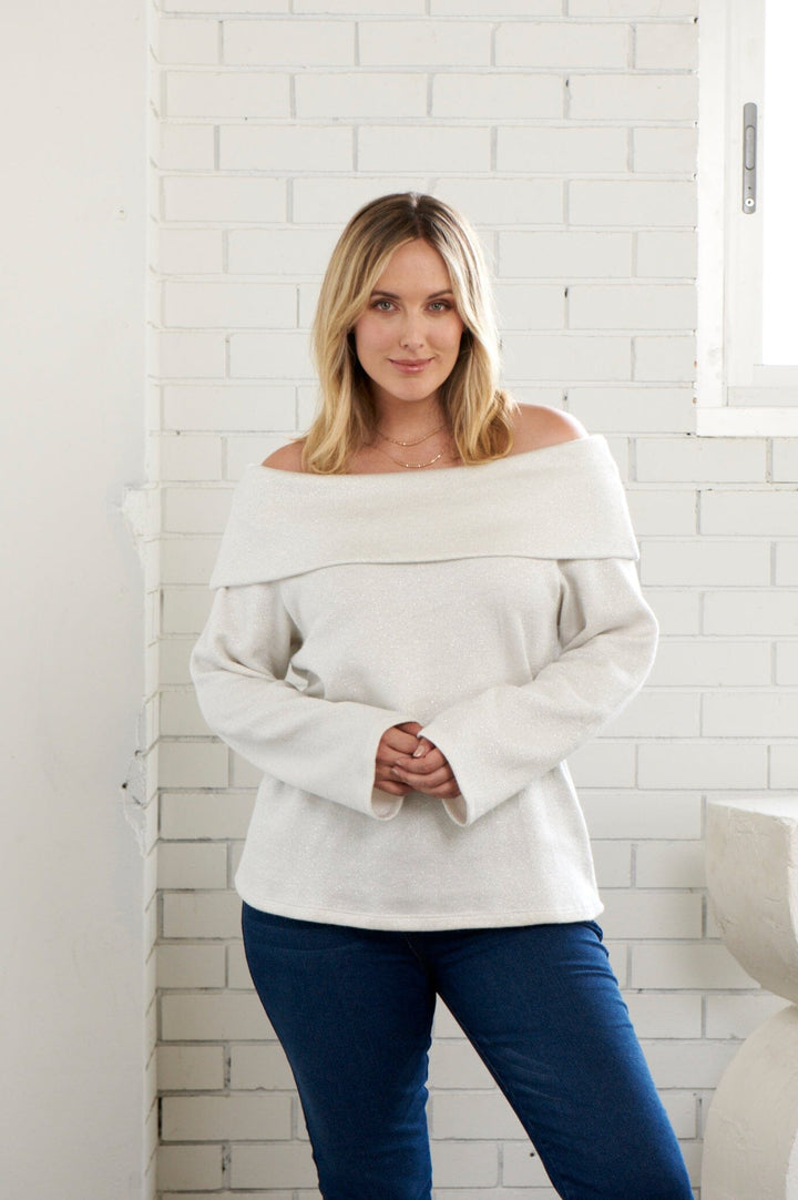 Emilia Off Shoulder Knit Ivory Knitwear