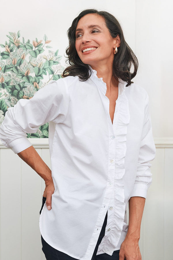 Cayla Long Sleeve Top White Tops
