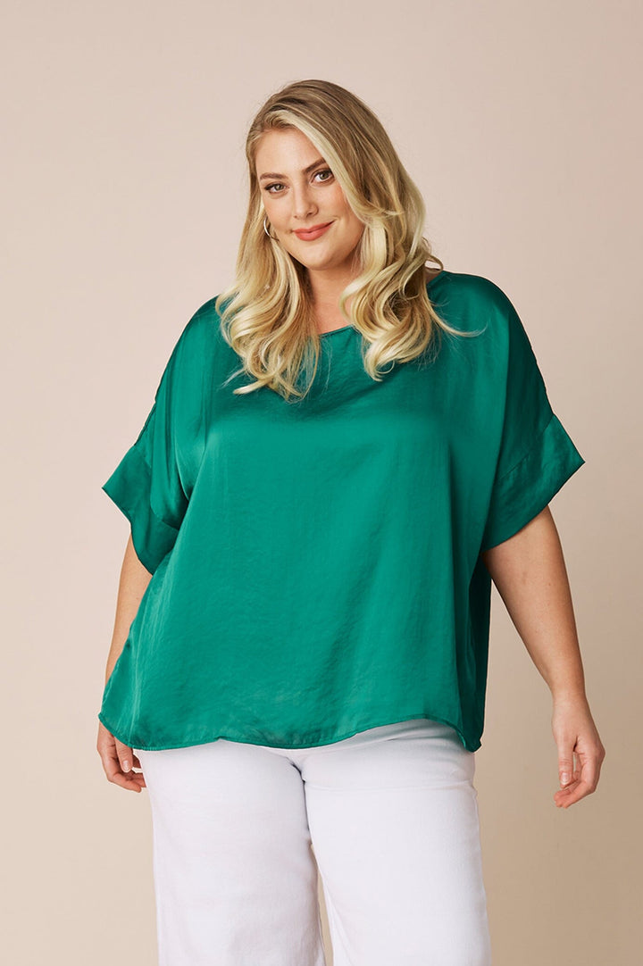 Bianca Short Sleeve Top Emerald Tops