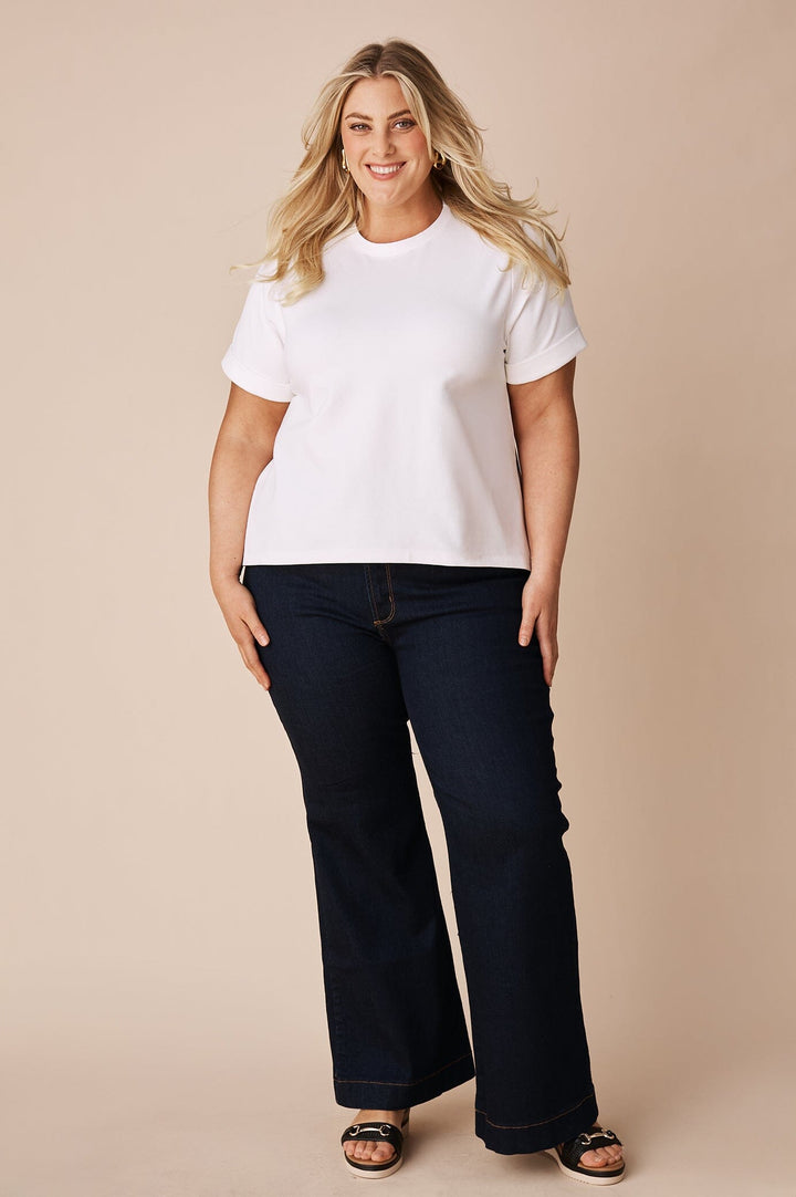 Clover Short Sleeve Top White Tops