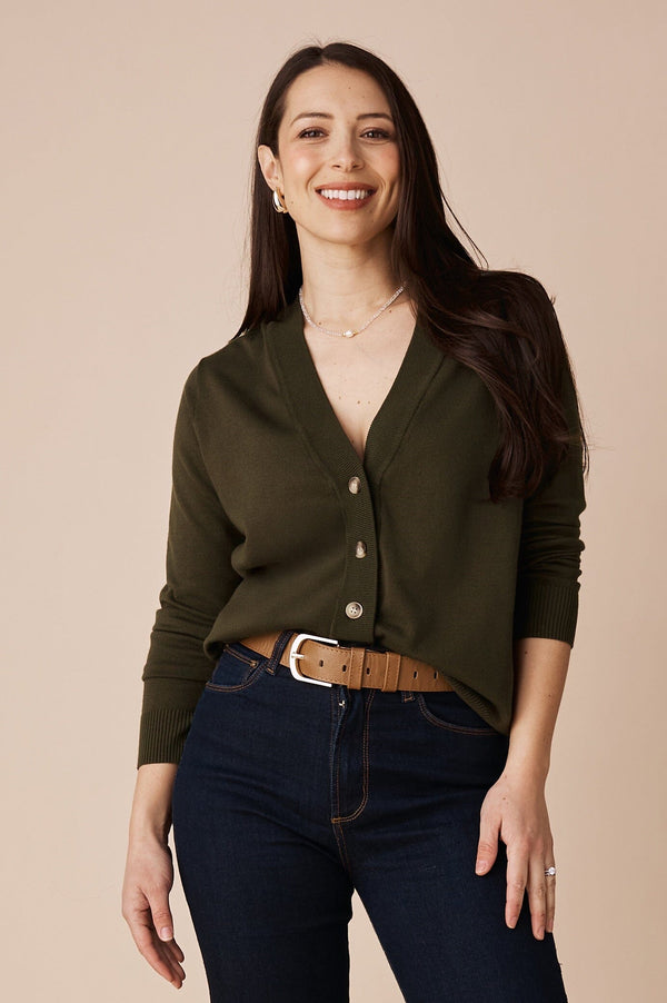 Kinsley Cardigan Olive Knitwear