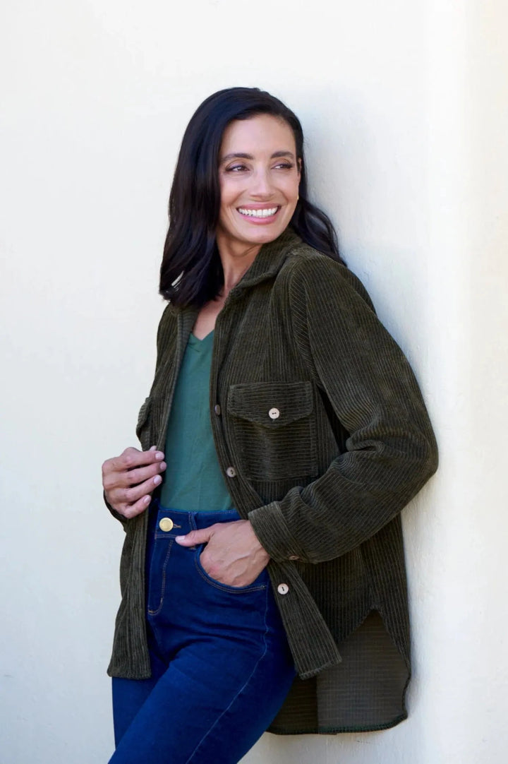 Remi Corduroy Overshirt Olive Jacket