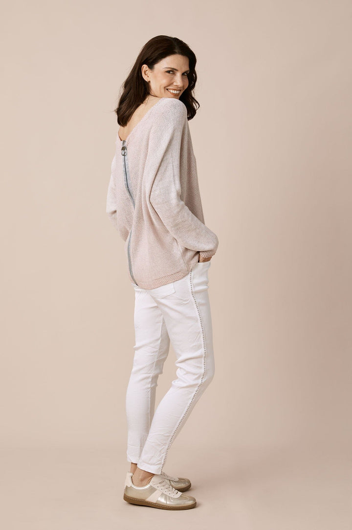 Kyle Zipped Cardigan Blush Shimmer Knitwear