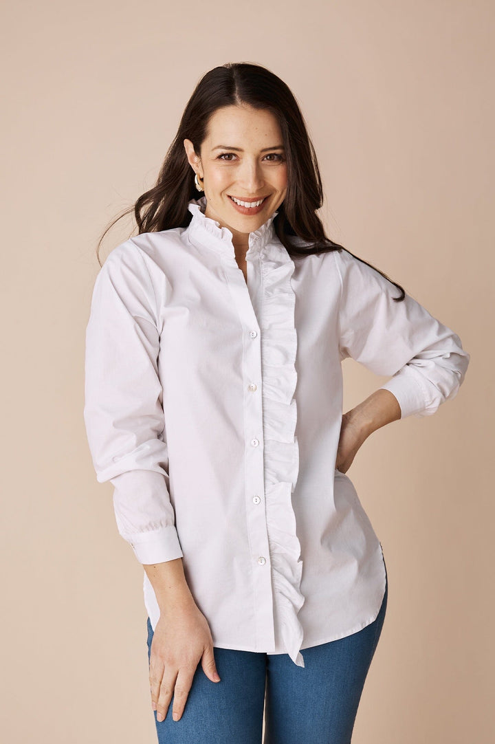 Cayla Long Sleeve Top White Tops