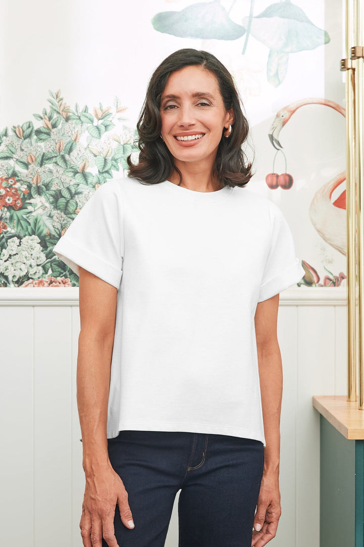 Clover Short Sleeve Top White Tops