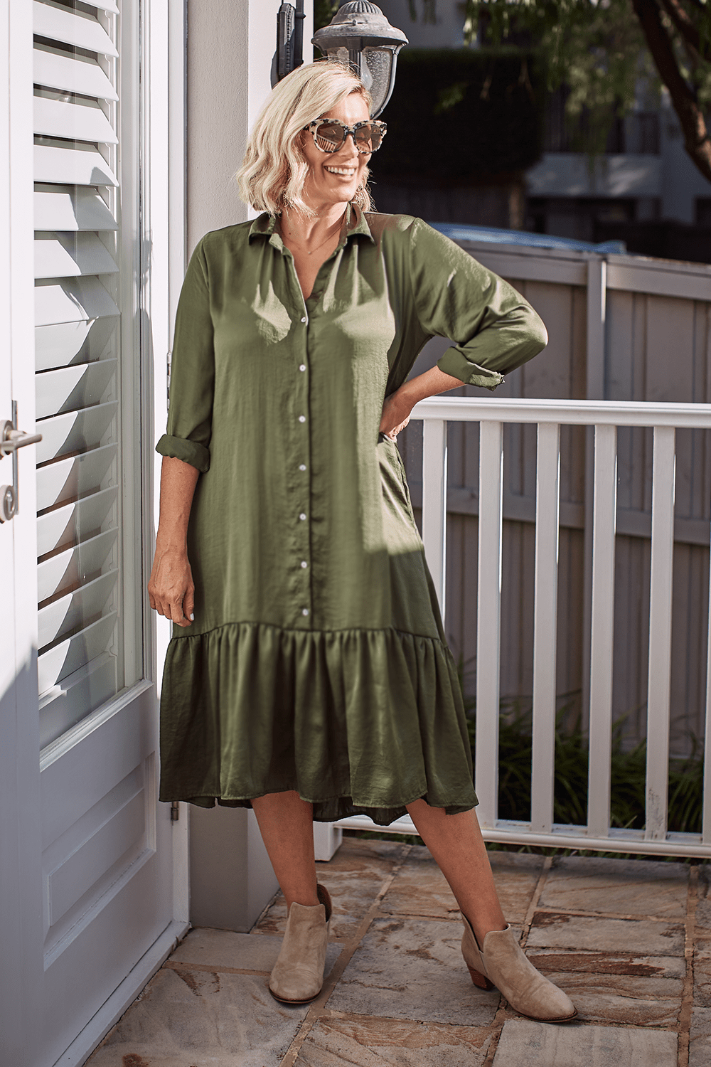 Kaylin Long Sleeve Dress Olive Dress