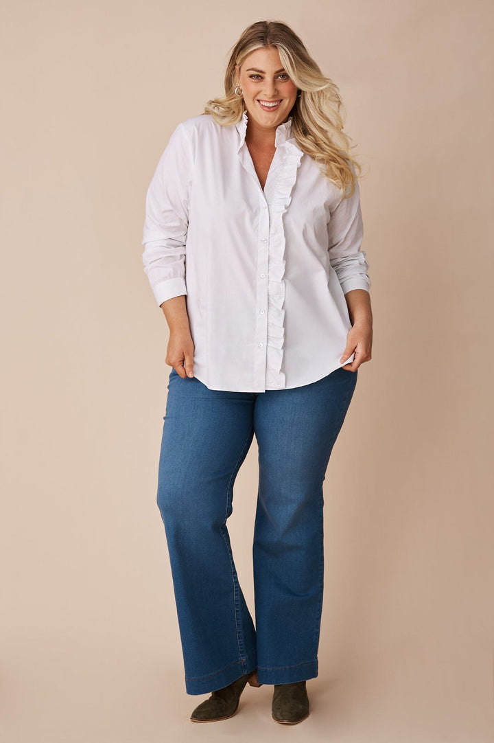 Cayla Long Sleeve Top White Tops