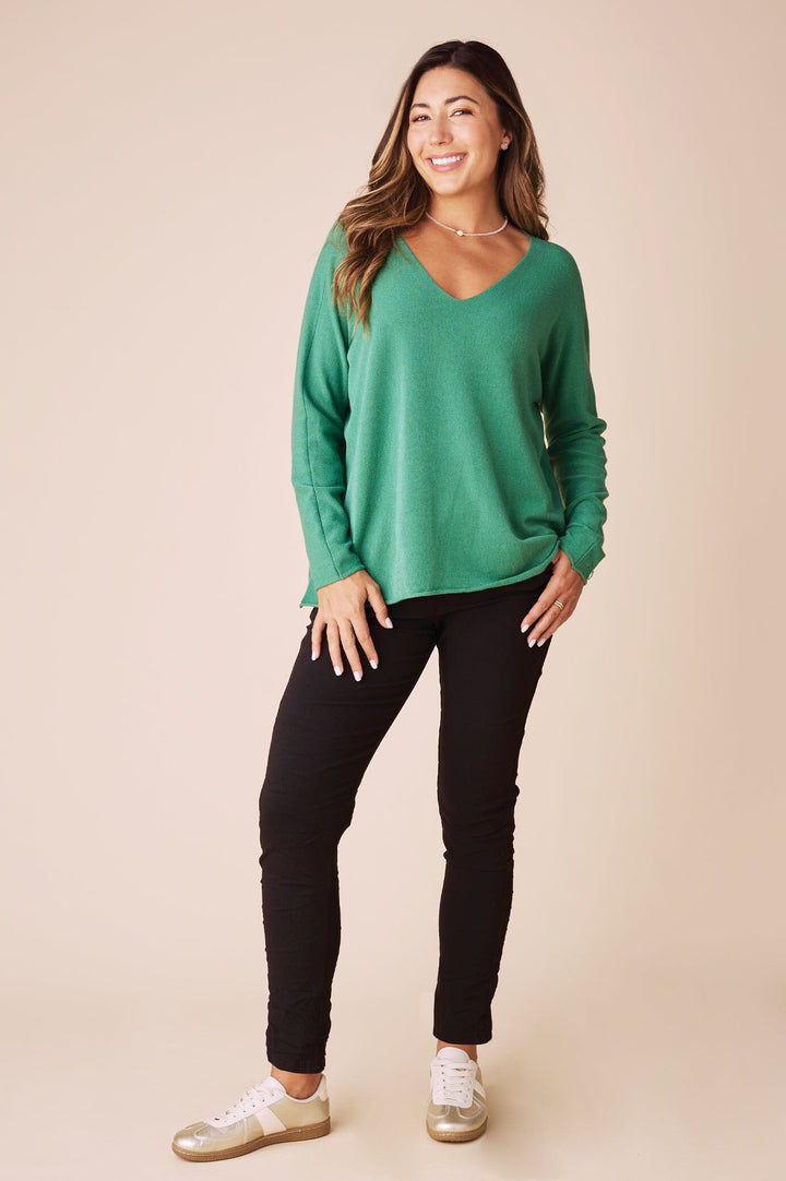 Jayda V-Neck Jumper Emerald Knitwear