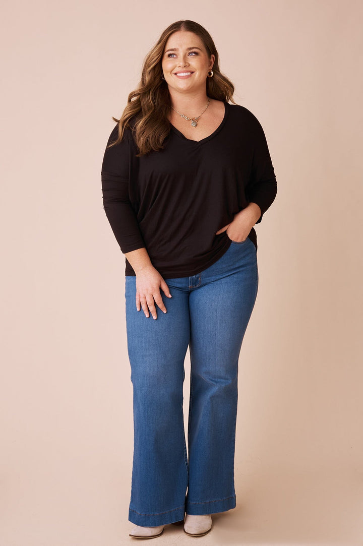 Erica Essential Long Sleeve Top Black Tops