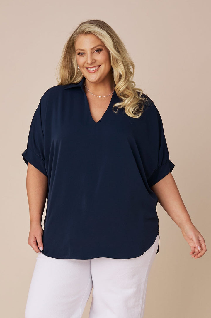 Delta Top Navy Tops