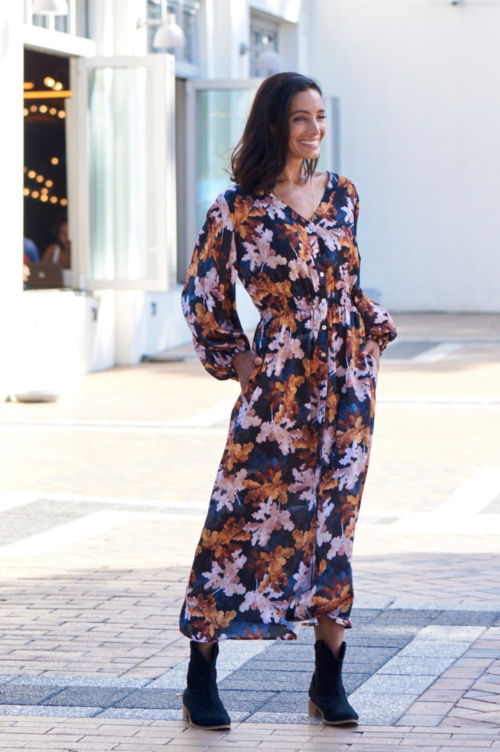 Cassia Leaf Print Dress Dress