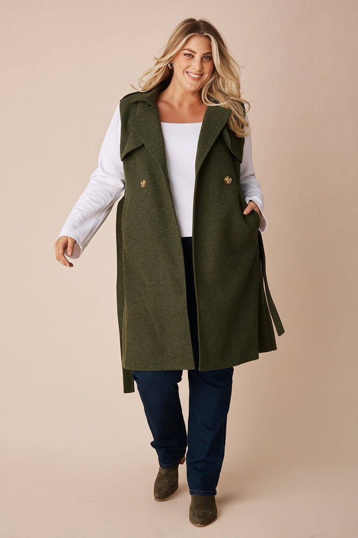 Tyra Sleeveless Jacket Olive Jacket