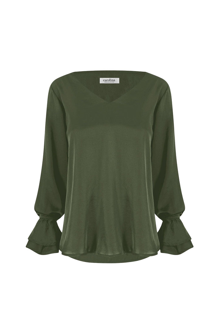Lola Long Sleeve Top Olive Tops