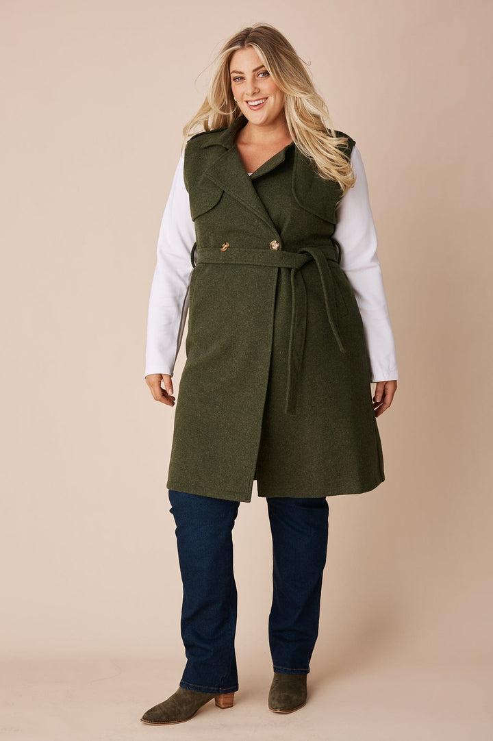 Tyra Sleeveless Jacket Olive Jacket