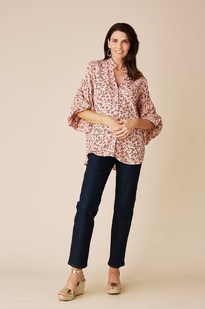 Valletta Floral Long Sleeve Top Blush Tops