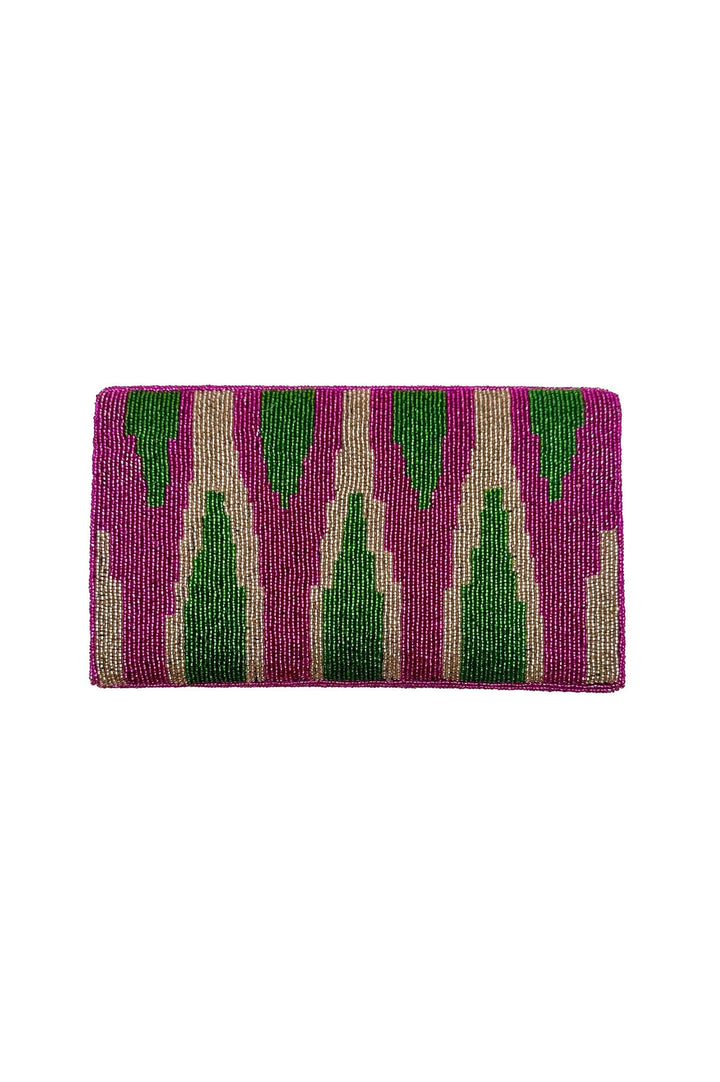 Namira Sequinned Clutch Bag Green/Pink Clutch