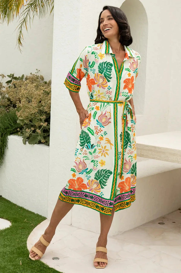 Alyce Floral Short Sleeve Collared Dress Dress