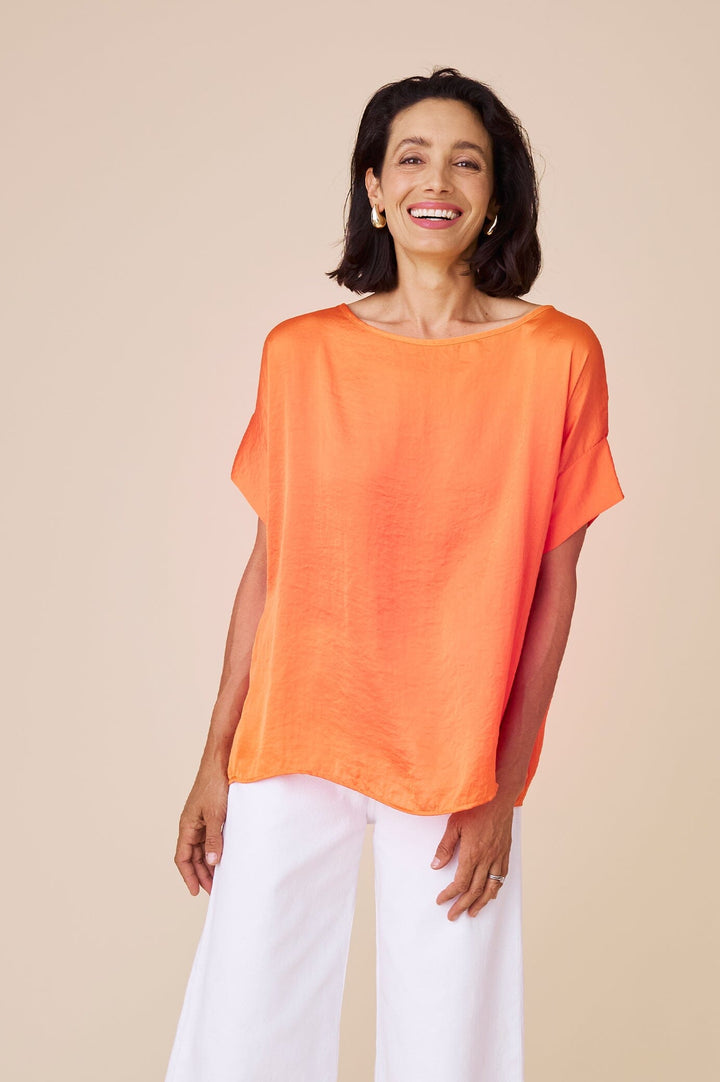 Bianca Short Sleeve Top Orange Tops