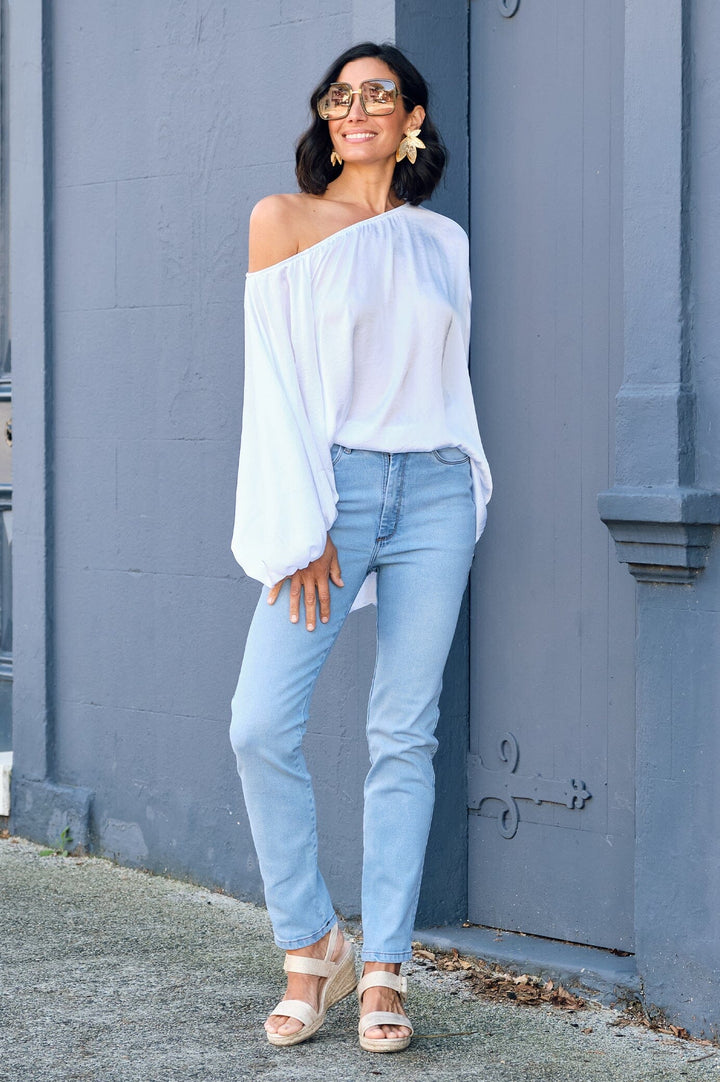 Sienna Round Neck Top White Tops