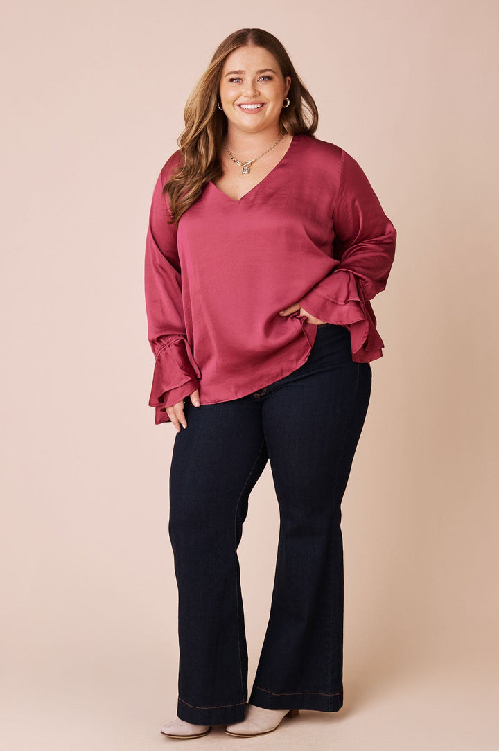Lola Long Sleeve Top Burgundy Tops