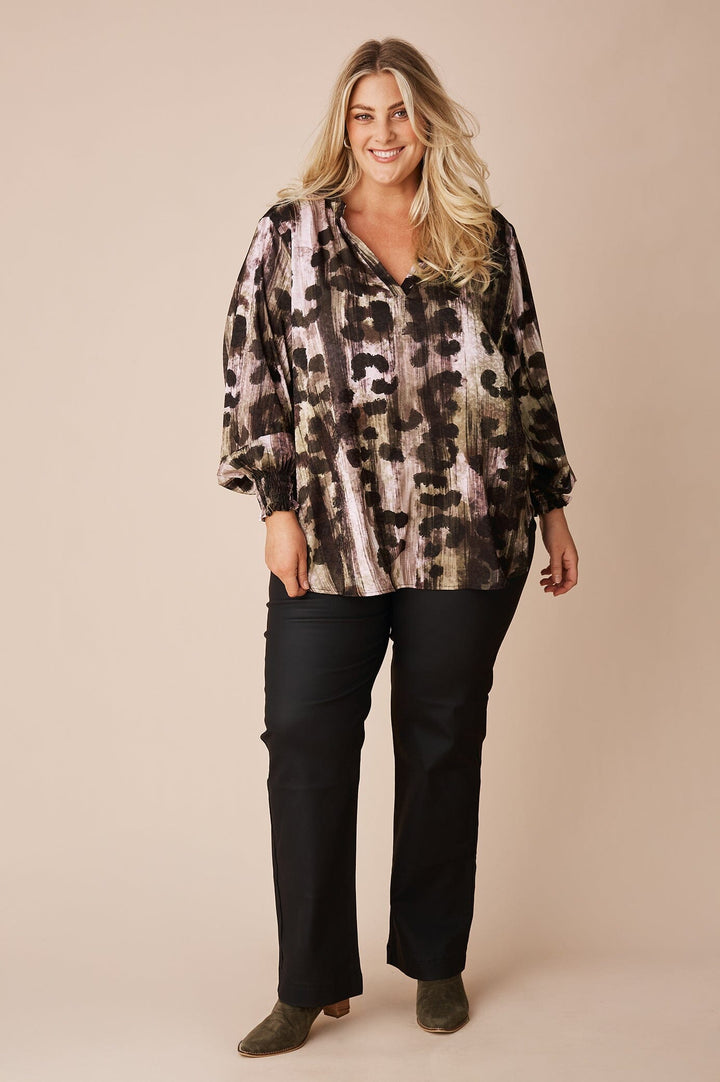 Dasha V-Neck Animal Print Long Sleeve Top Tops