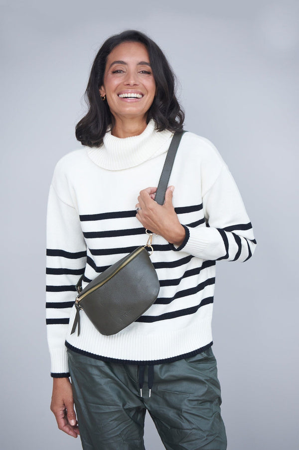 Tamara Striped Jumper Ivory & Black Knitwear