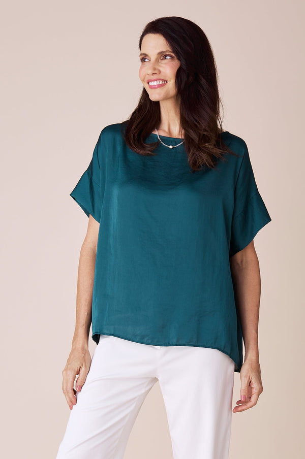 Bianca Short Sleeve Top Forest Green Tops