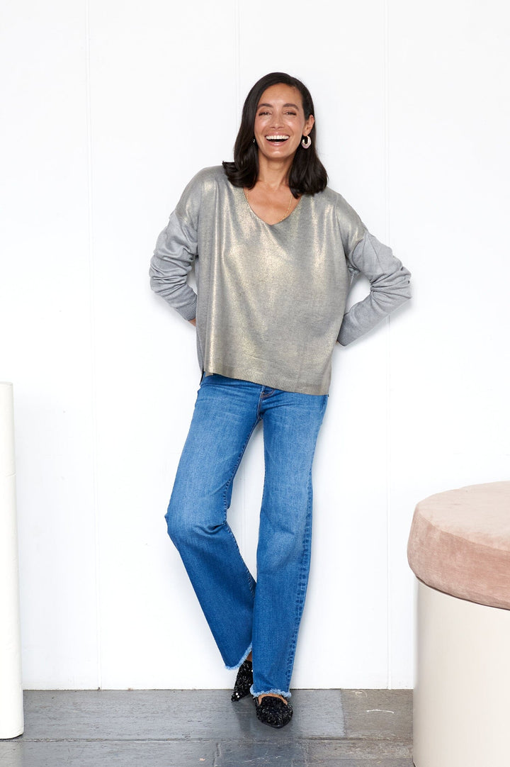 Teagan Shimmer Jumper Light Grey Knitwear