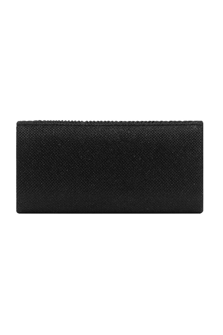 Beth Pleated Flap Shimmer Clutch Bag Black Handbags