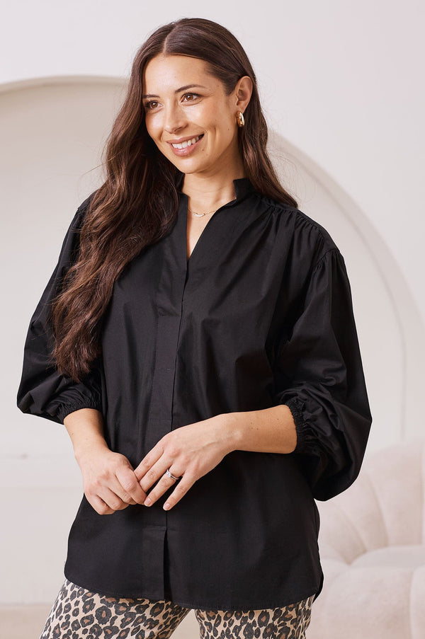 Makayla Long Sleeve Top Black Tops