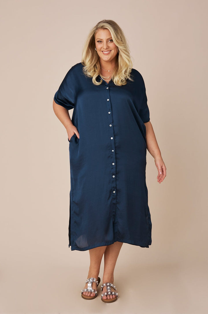 Giselle Collared Dress Navy Dress