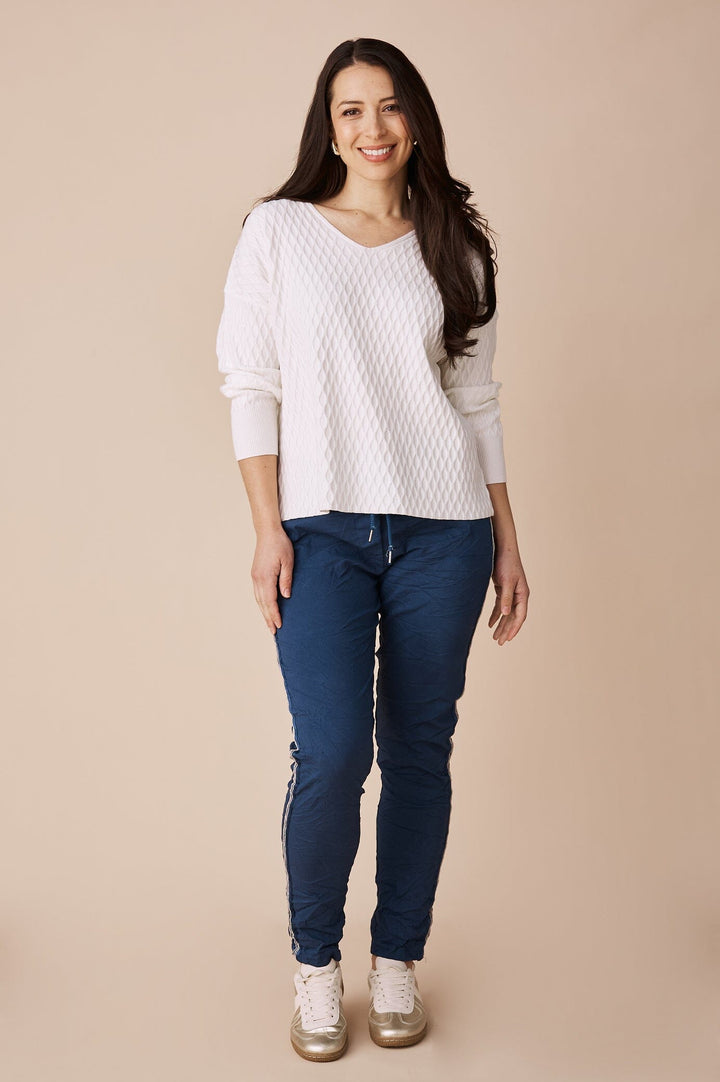 Kayla V-Neck Jumper Ivory Knitwear