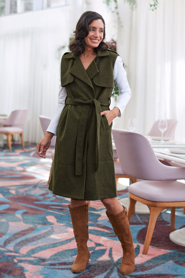 Tyra Sleeveless Jacket Olive Jacket