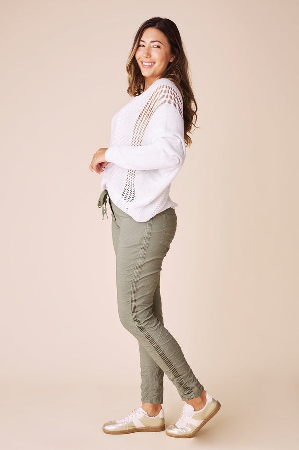 Riley Crinkle Jogger Olive Pants