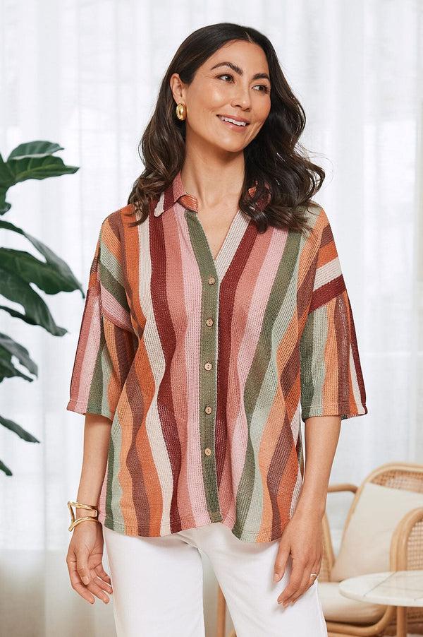 Quinn Short Sleeve Collared Top Tops