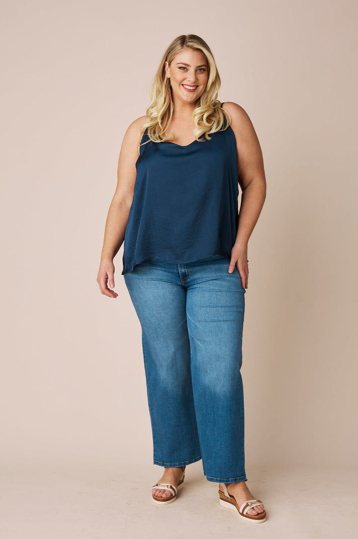 Ana Camisole Top Navy with V Neck Tops