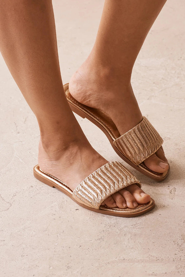 Marcelina Metallic Slides Rose Gold Shoes