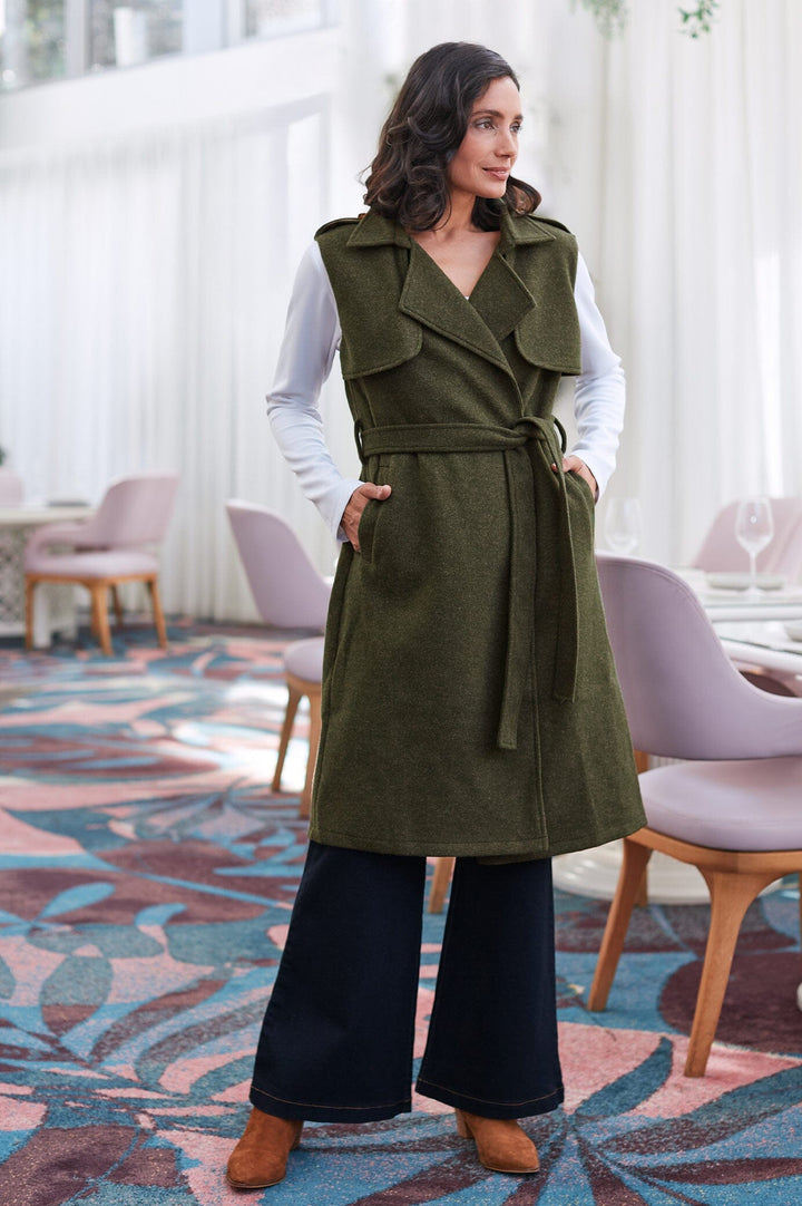 Tyra Sleeveless Jacket Olive Jacket