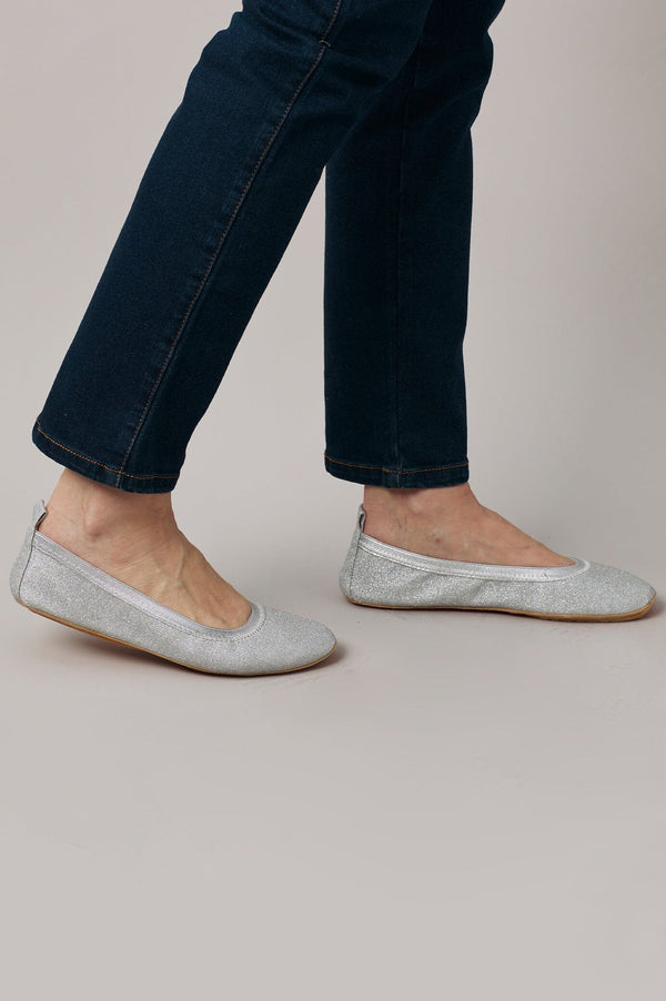 Talia Sparkle Ballet Flats Silver Shoes