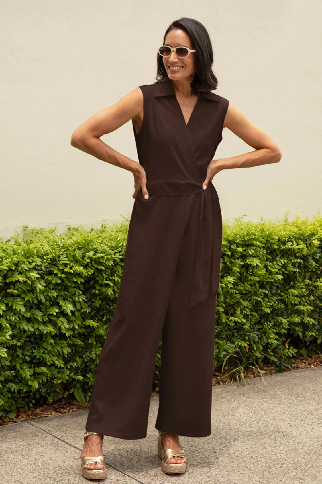 Alex Sleeveless Jumpsuit in Brown- Pre Order Pants