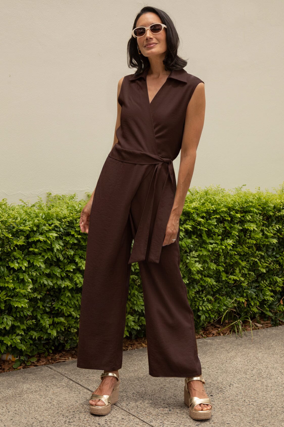 Alex Sleeveless Jumpsuit in Brown- Pre Order Pants